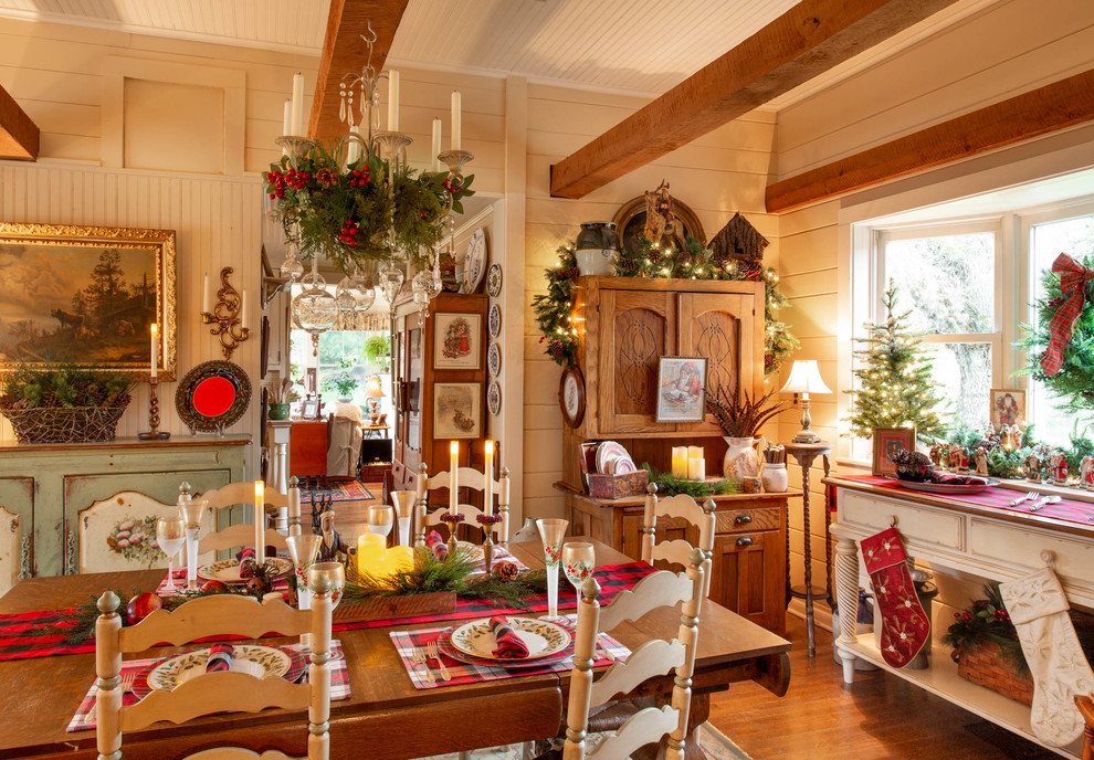 Dining room - farmhouse dining room idea in Other