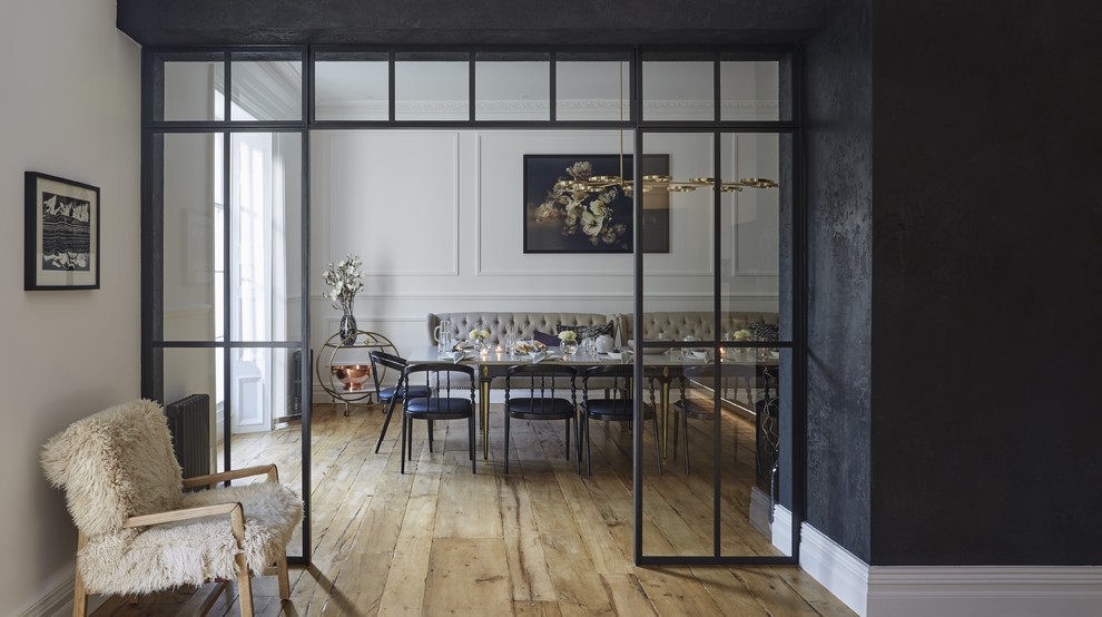 Inspiration for a contemporary dining room remodel in Hertfordshire