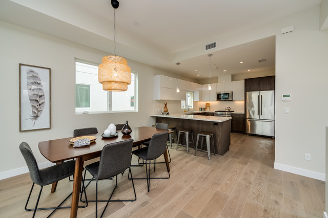 Gray Dining Chairs And Danish Modern Table With Feather Art Modern Dining Room Los Angeles By Madison Modern Home Houzz Uk