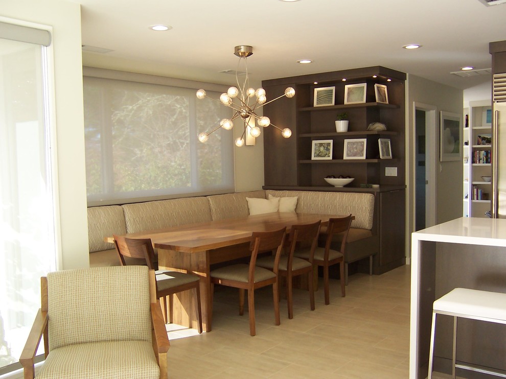 Inspiration for a contemporary kitchen/dining room combo remodel in San Francisco with beige walls