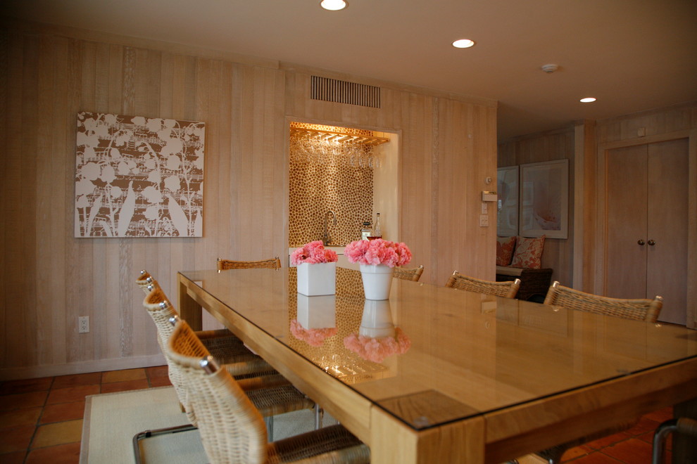 Example of a beach style dining room design in New York