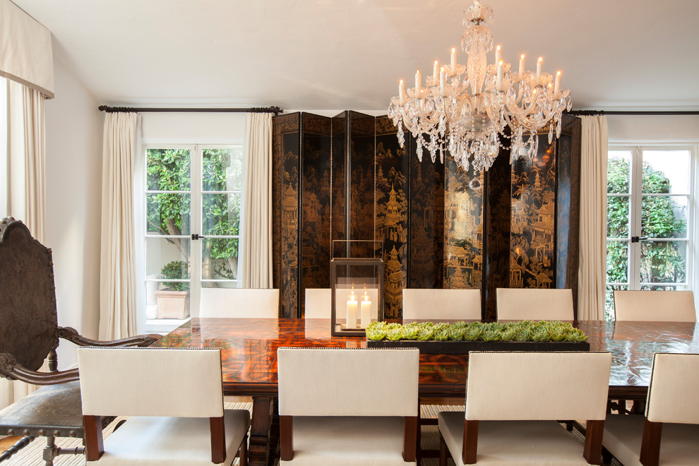 Design ideas for a world-inspired dining room in Los Angeles.