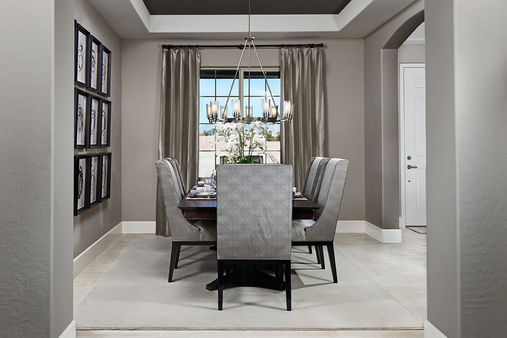 Design ideas for a contemporary dining room in Denver with grey walls.