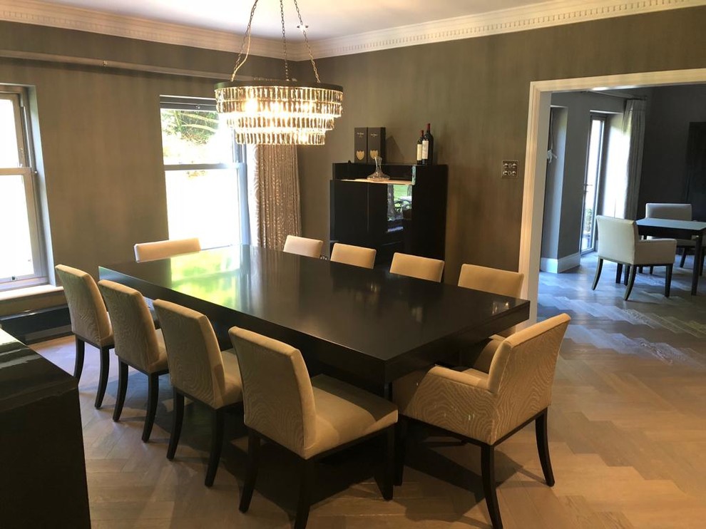 Hardwax Herringbone Flooring, Crown Estate, Oxshott Modern Dining