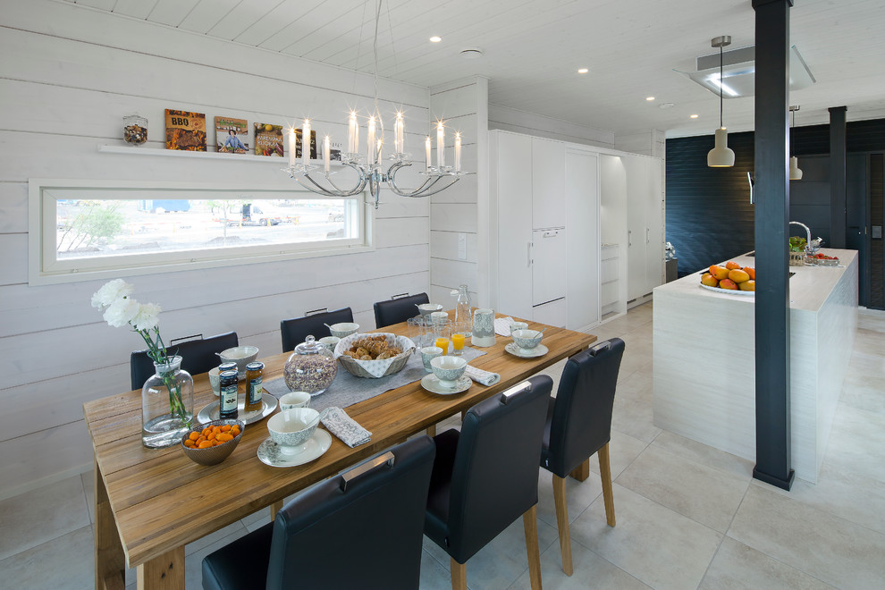 This is an example of a scandinavian dining room in Devon.
