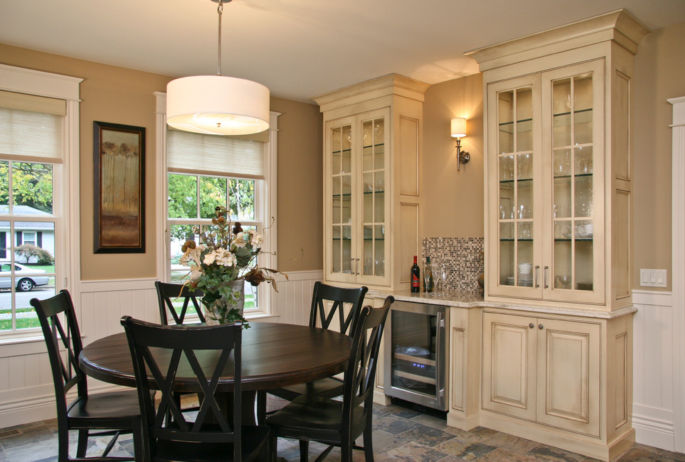Design ideas for a large traditional open plan dining room in Grand Rapids with beige walls.