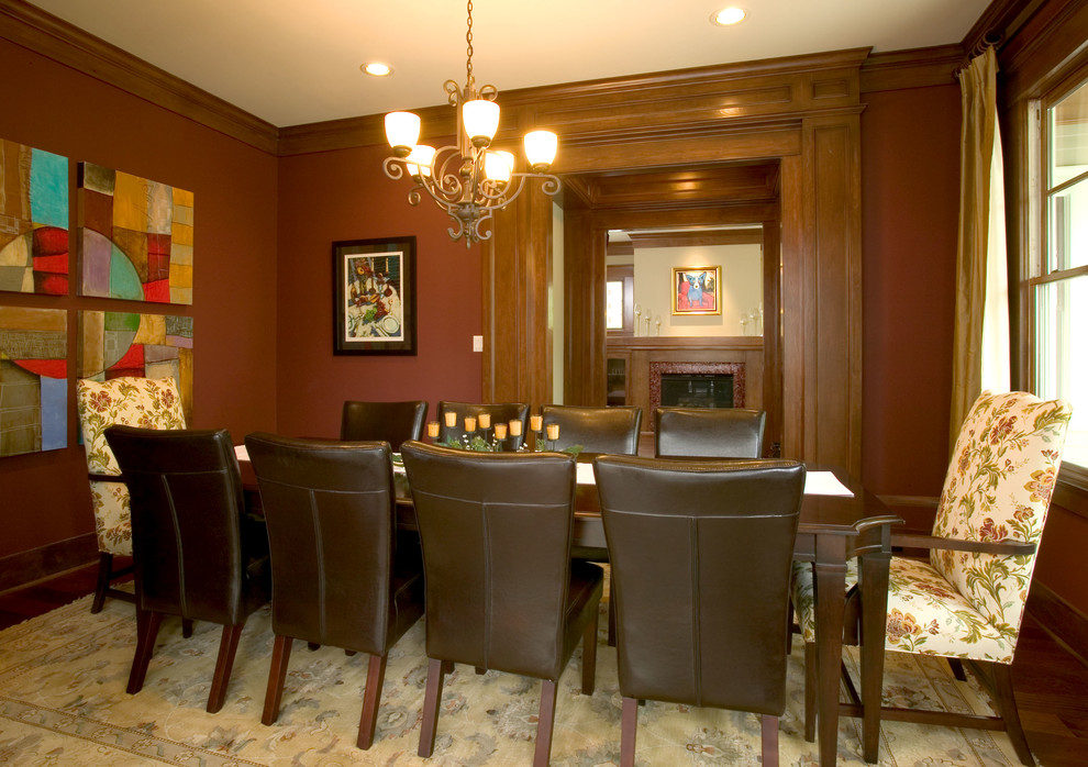 Example of an arts and crafts dining room design in Houston