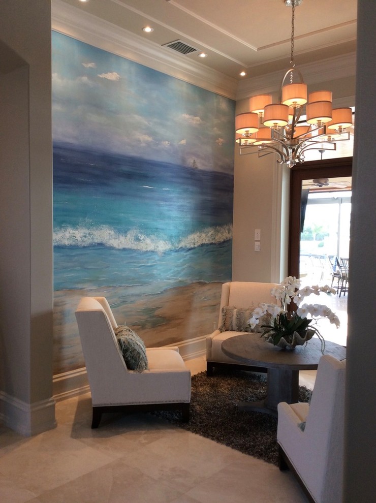 Design ideas for a beach style dining room in Miami.