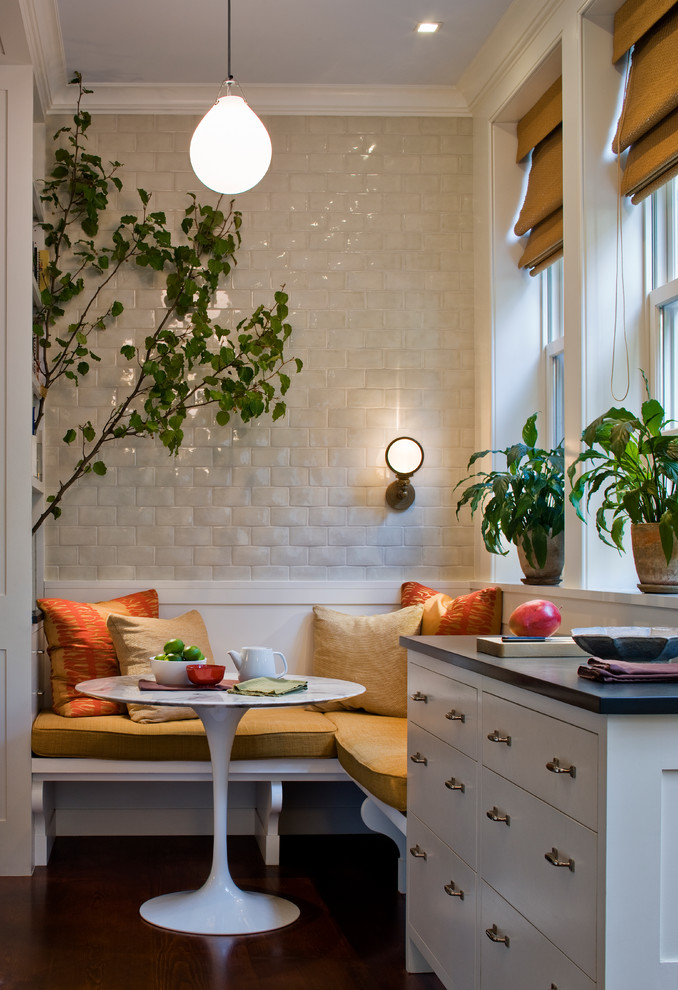 Inspiration for a transitional kitchen/dining room combo remodel in New York