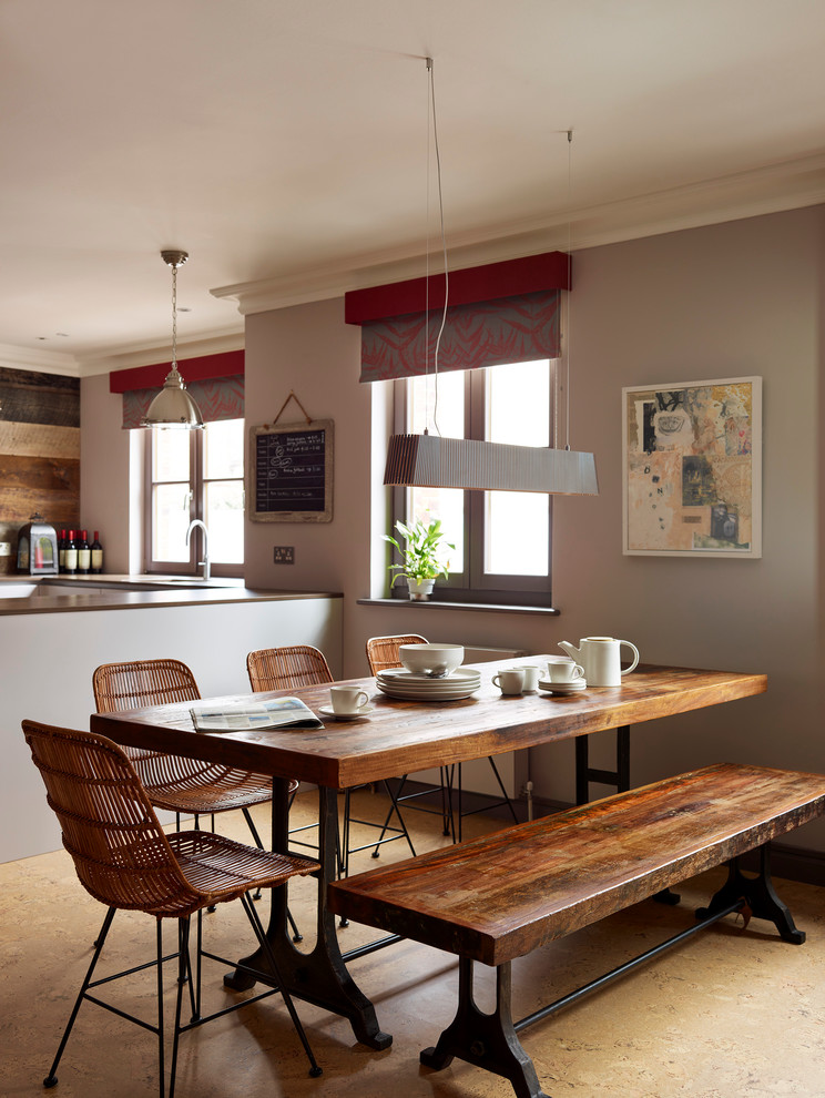 This is an example of a contemporary kitchen/dining room in London.
