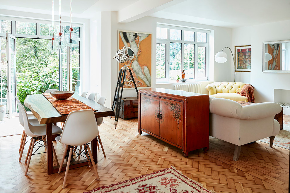 Modern dining room in London.