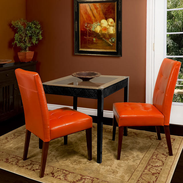 Highland Burnt Orange Leather Dining Chair (Set of 2) - Modern - Dining Room  - Los Angeles - by GDFStudio | Houzz UK