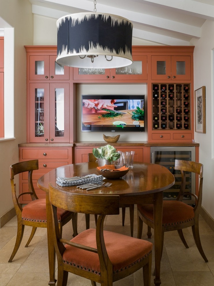 Design ideas for a traditional dining room in San Francisco with beige walls.