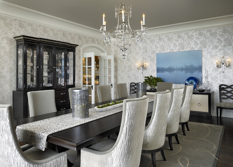 Inspiration for a transitional dark wood floor dining room remodel in Chicago
