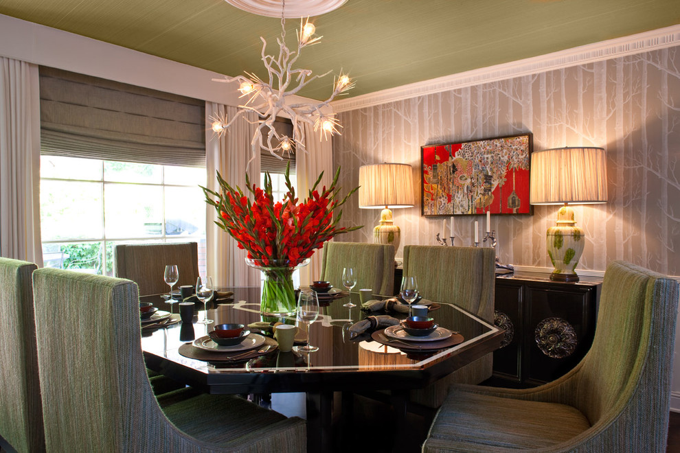 Example of a transitional enclosed dining room design in Los Angeles with beige walls