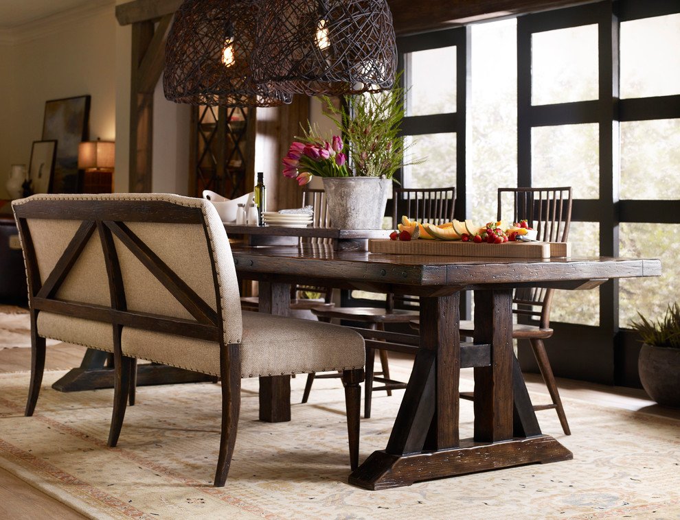 Design ideas for a rustic dining room in New York.