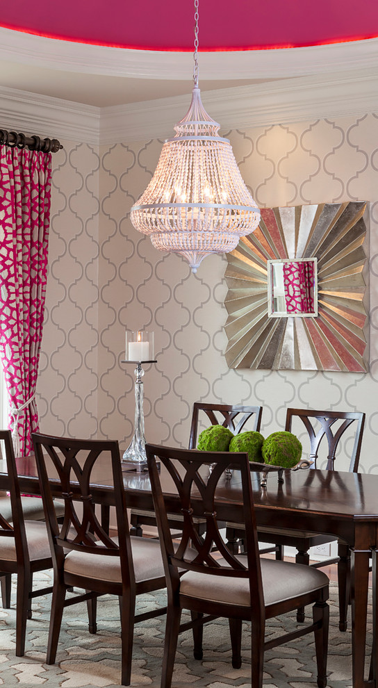 Hot Pink Dining Rooms Interior Design Transitional Dining Room