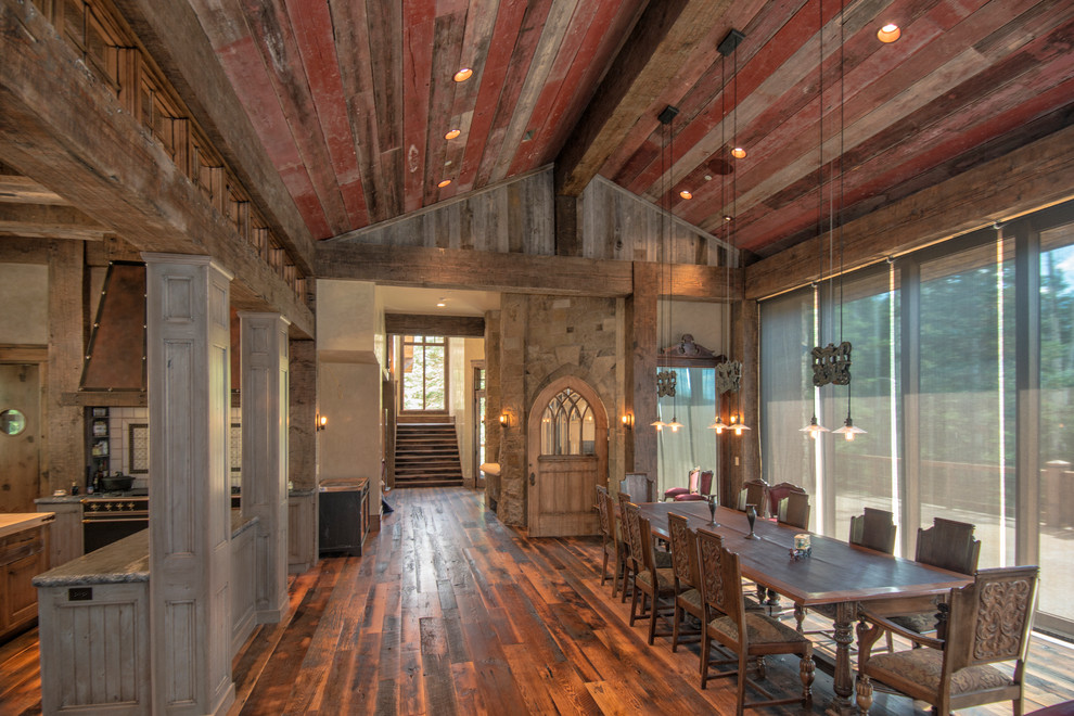 This is an example of a rustic dining room in Salt Lake City.