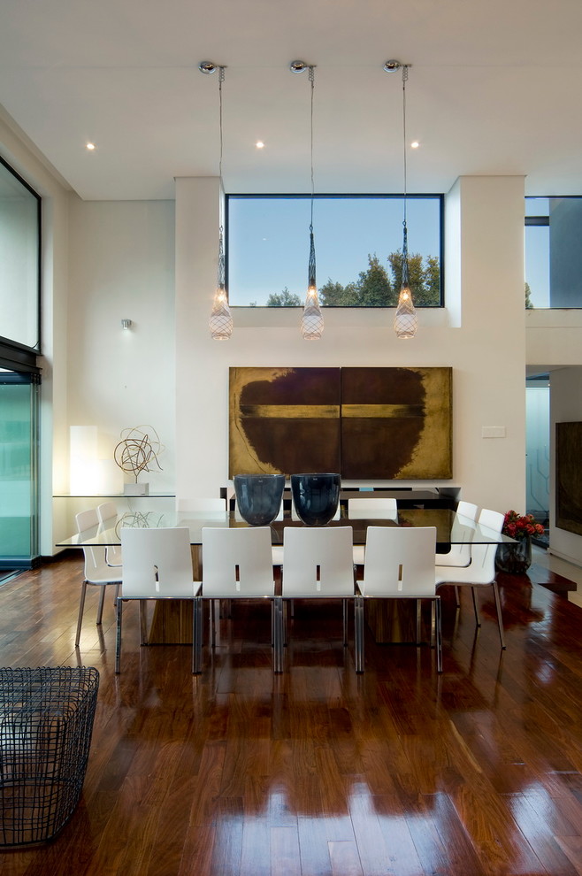 Contemporary open plan dining room in Other.