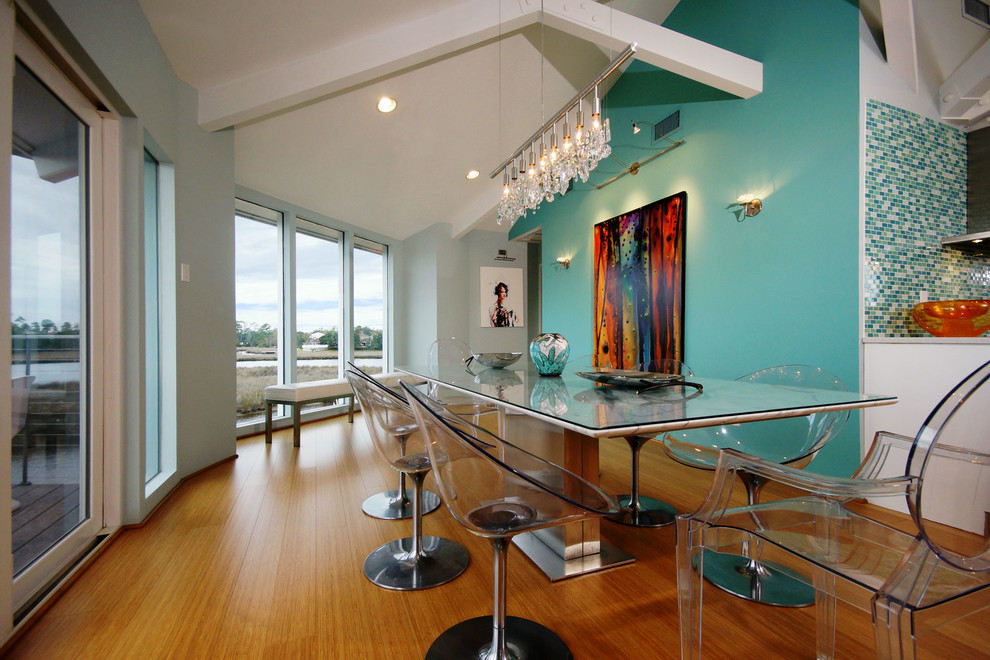 HurricaneResistant Home on Pilings (Stilt House) Dining Room Beach
