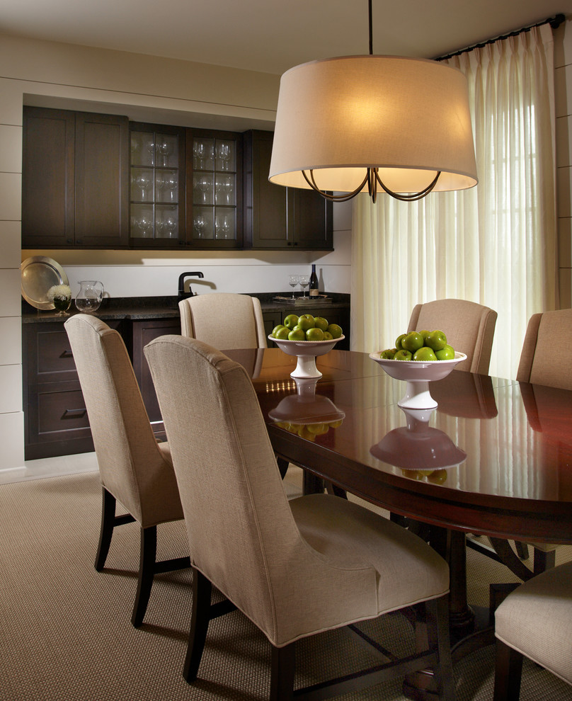 Kitchen/dining room combo - large traditional light wood floor kitchen/dining room combo idea in Miami with white walls