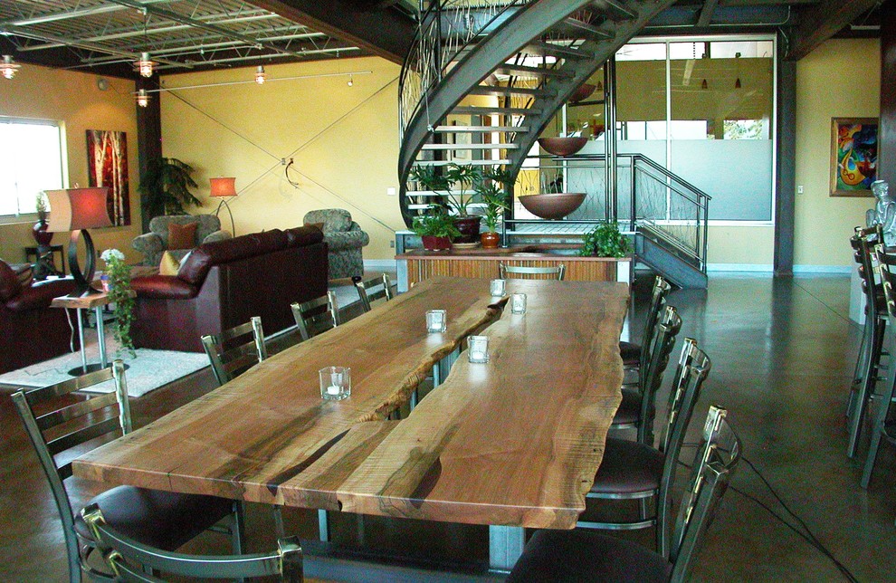 Inspiration for an industrial dining room remodel in Denver