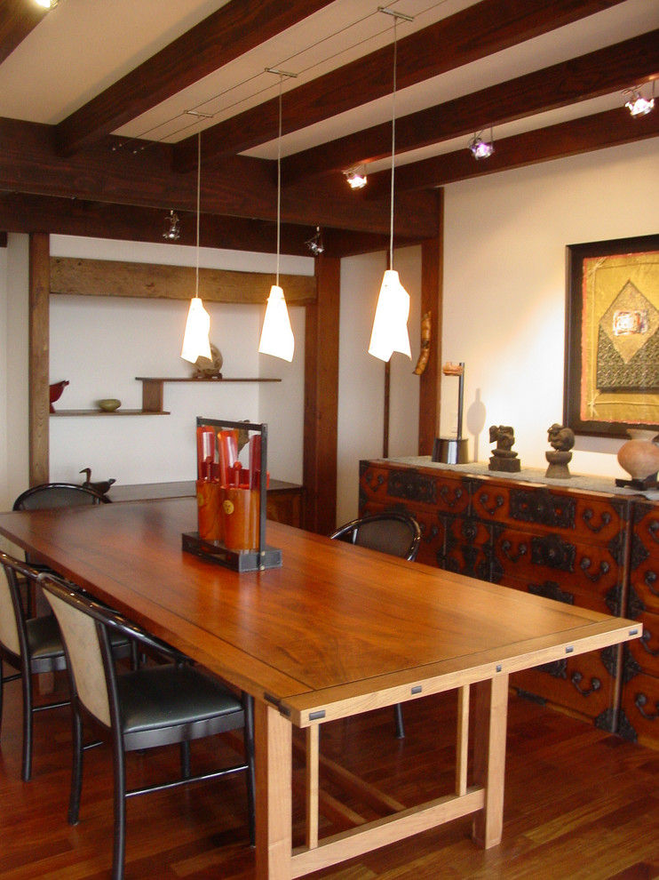 Inspiration for an asian dark wood floor dining room remodel in Seattle