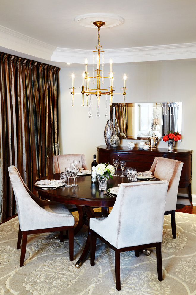 Dining room - traditional dining room idea in Toronto with gray walls