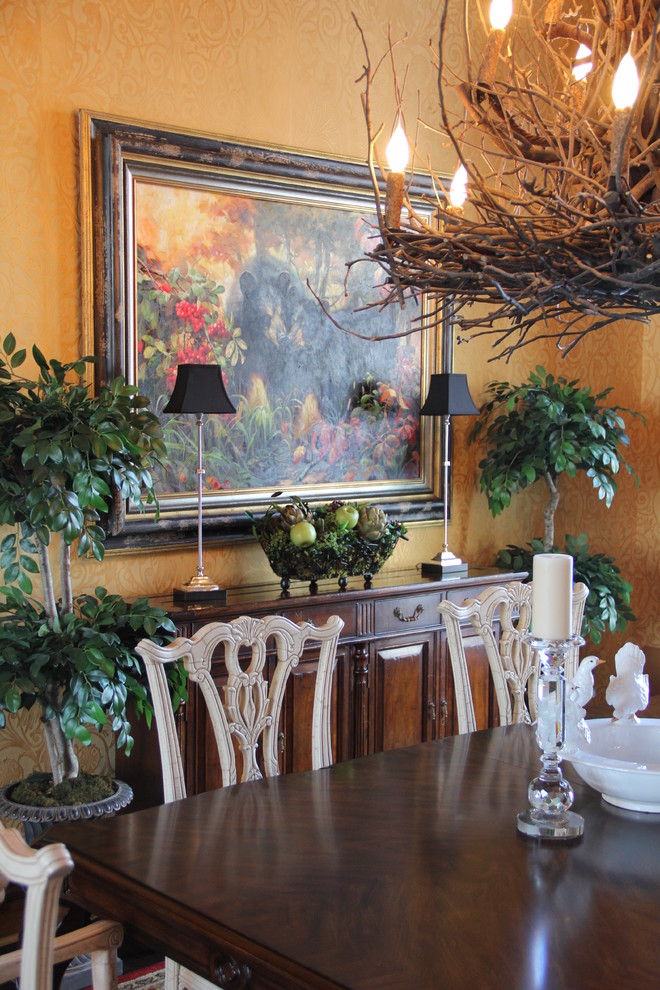 Example of an eclectic dining room design in Cleveland