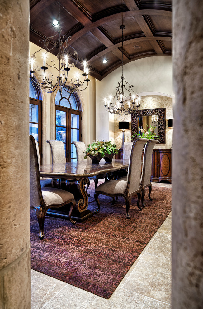 Inspiration for a mediterranean enclosed dining room remodel in Houston