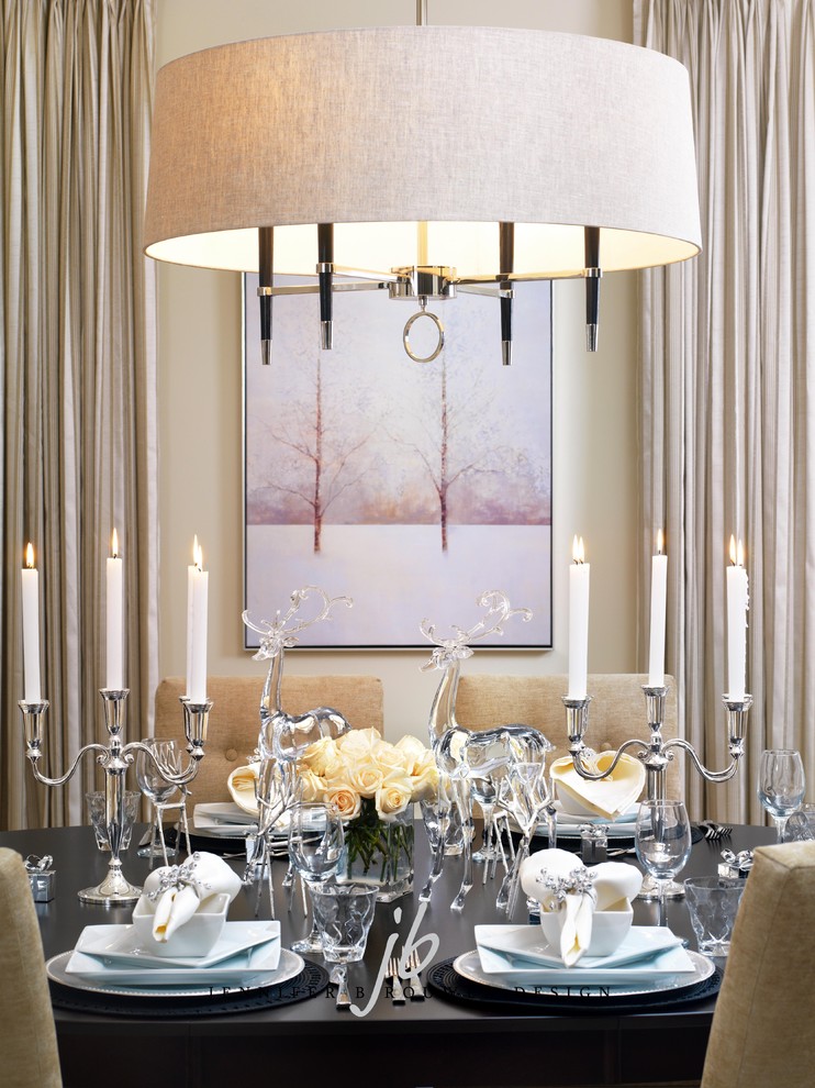 Inspiration for a mid-sized contemporary enclosed dining room remodel in Toronto with beige walls