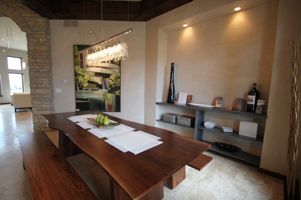Inspiration for a contemporary dining room in Cedar Rapids with beige walls.
