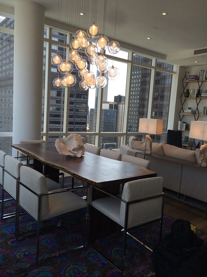 Example of a trendy dining room design in New York