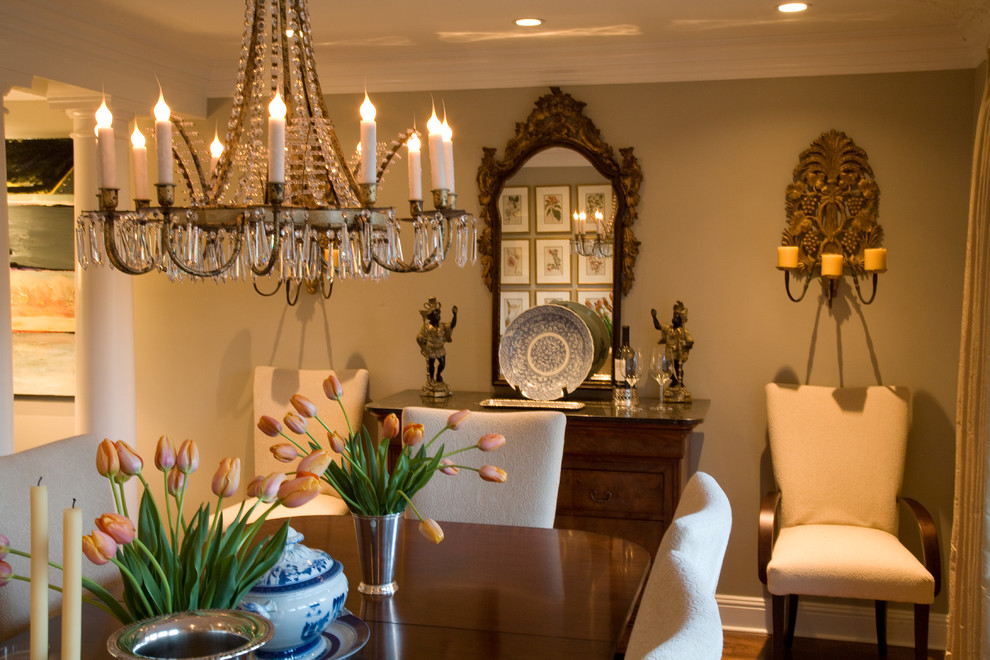 Inspiration for a traditional dining room in San Francisco with beige walls.