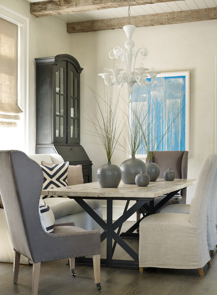Inspiration for a coastal dining room remodel in Atlanta with beige walls