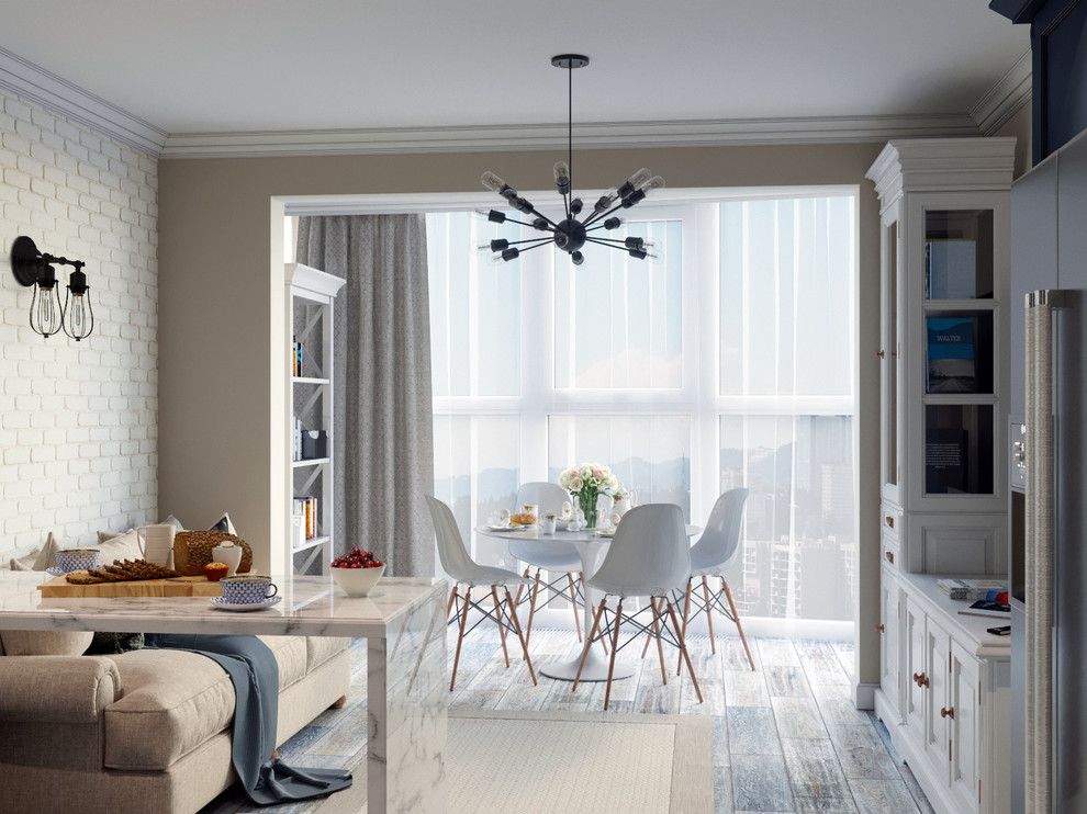 Photo of a medium sized eclectic enclosed dining room in Los Angeles with beige walls.