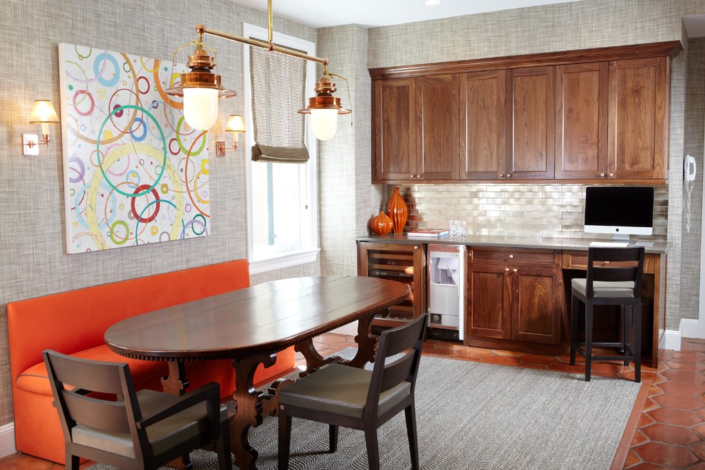 Transitional kitchen/dining room combo photo in New York
