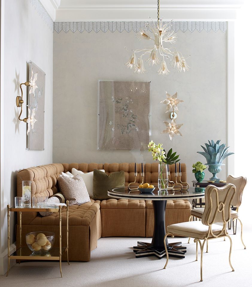 Kitchen/dining room combo - mid-sized mid-century modern carpeted and beige floor kitchen/dining room combo idea in Ottawa with gray walls and no fireplace