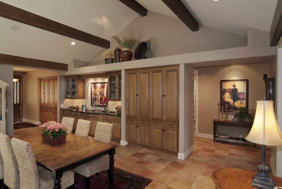 Example of a transitional dining room design in Portland