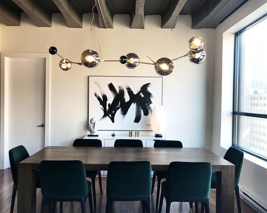 Minimalist dining room photo in Montreal