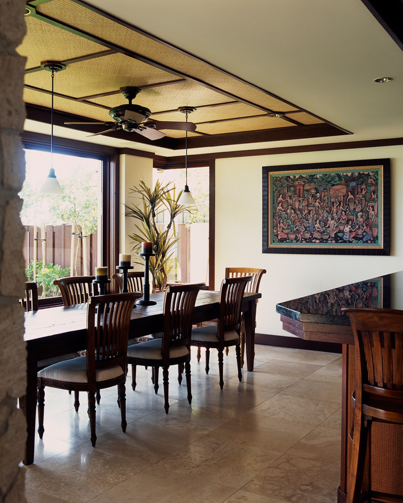 Design ideas for a world-inspired dining room in Hawaii.