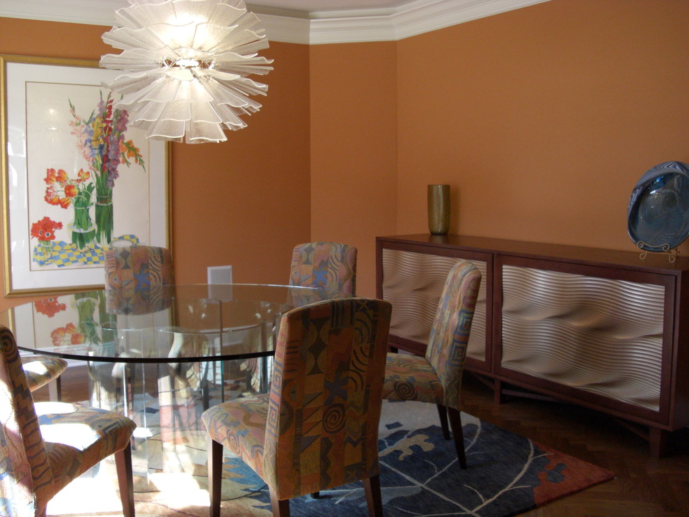 Island style dining room photo in Cleveland