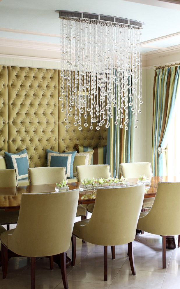 Example of a mid-sized trendy enclosed dining room design in Little Rock with green walls and no fireplace