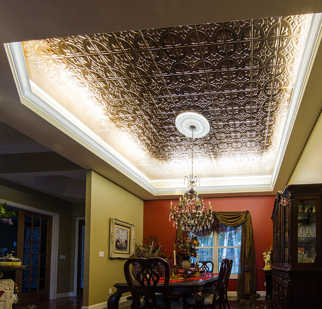 LED Ceiling Cove Lighting Eclectic Dining Room St Louis by