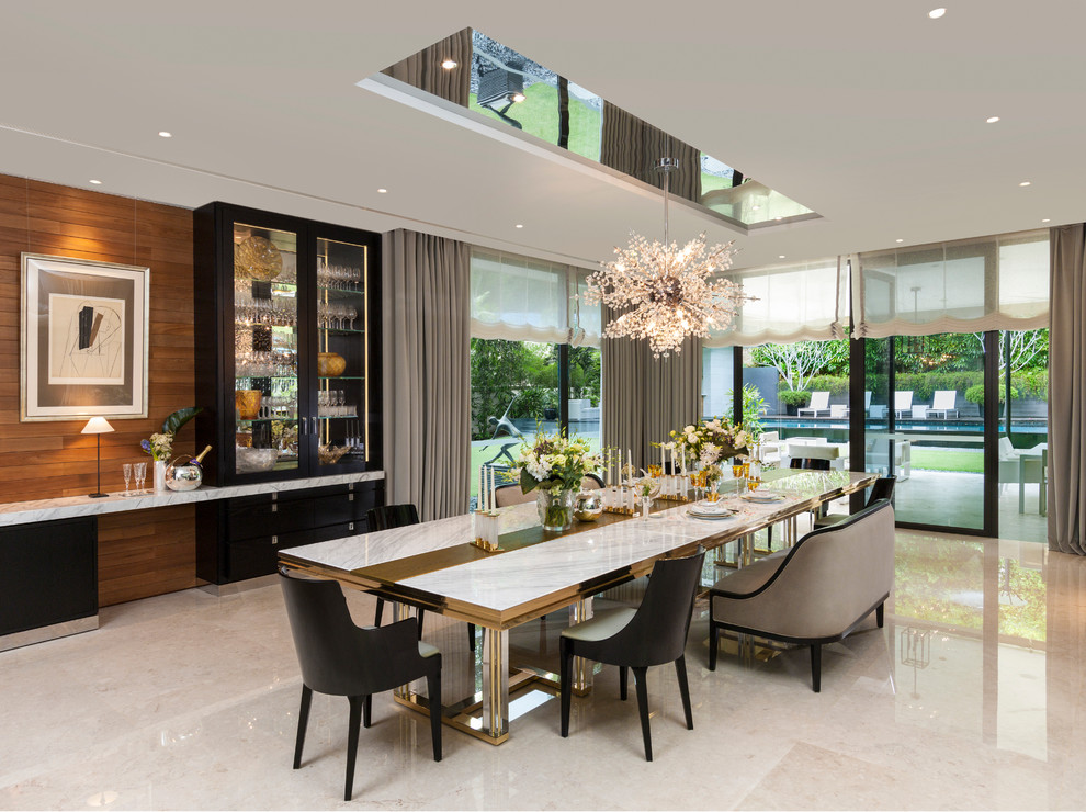 Contemporary dining room in Singapore.