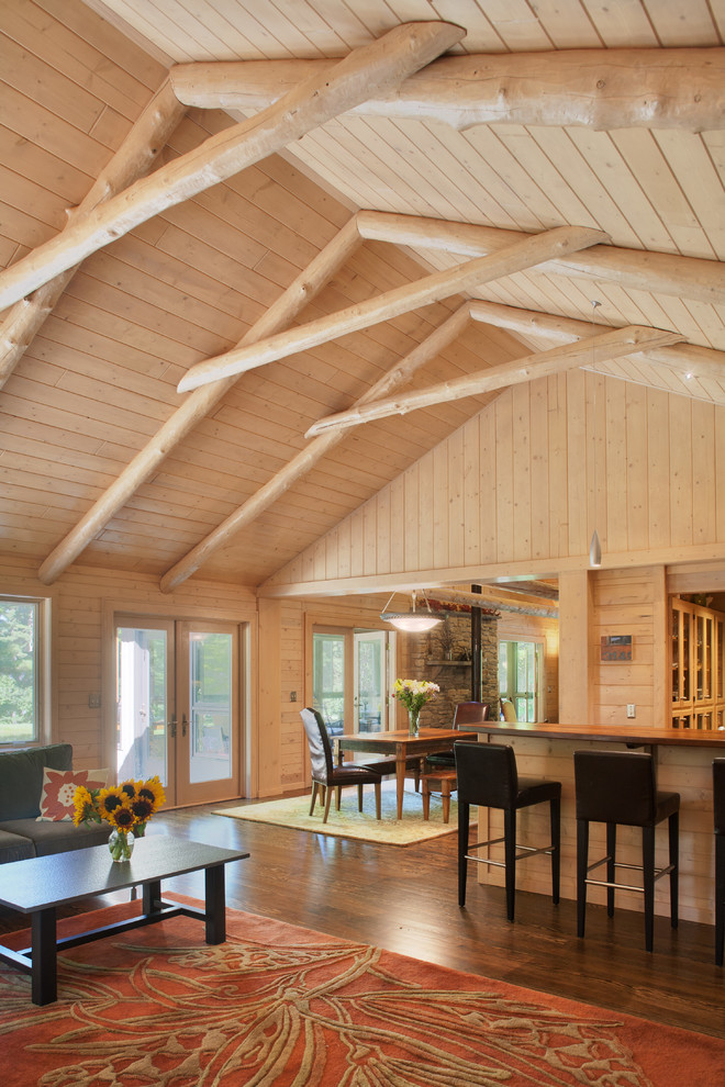 Log Cabin Addition Rustic Dining Room Detroit by KSF Architects
