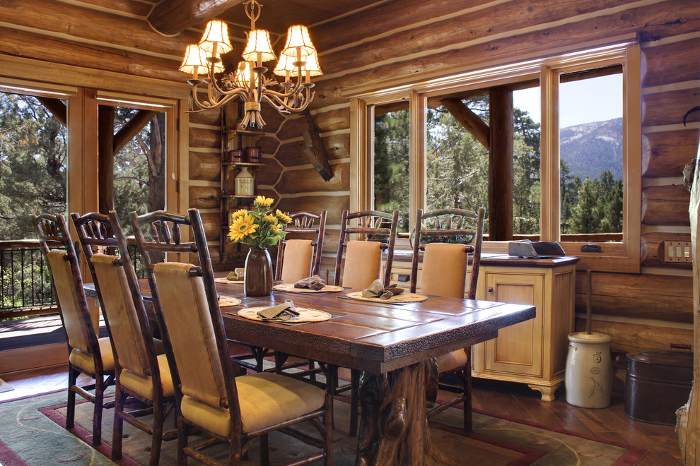 Log Home Living In Big Bear Rustic Dining Room Los Angeles By Interiors On Fox Farm Road - Dining Room Tables For Log Homes Log Home Living In Big Bear Rustic Dining Room Los Angeles By Interiors On Fox Farm Road - Dining Room Tables For Log Homes