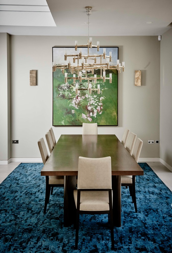 Design ideas for a traditional dining room in London with beige walls.
