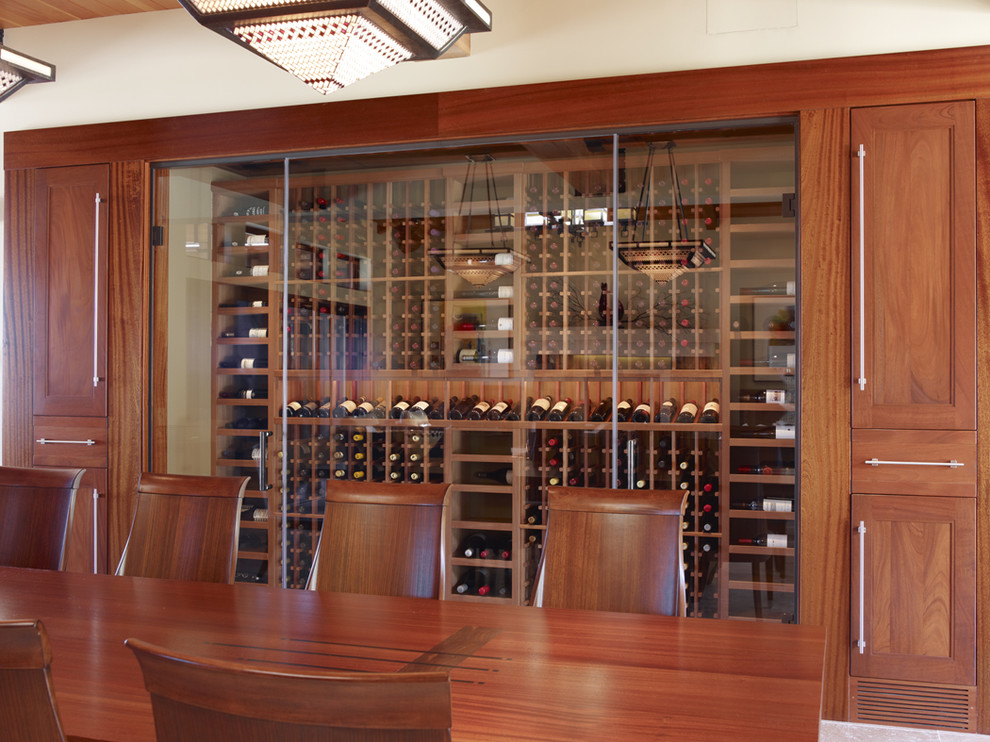 Example of an arts and crafts wine cellar design in San Francisco