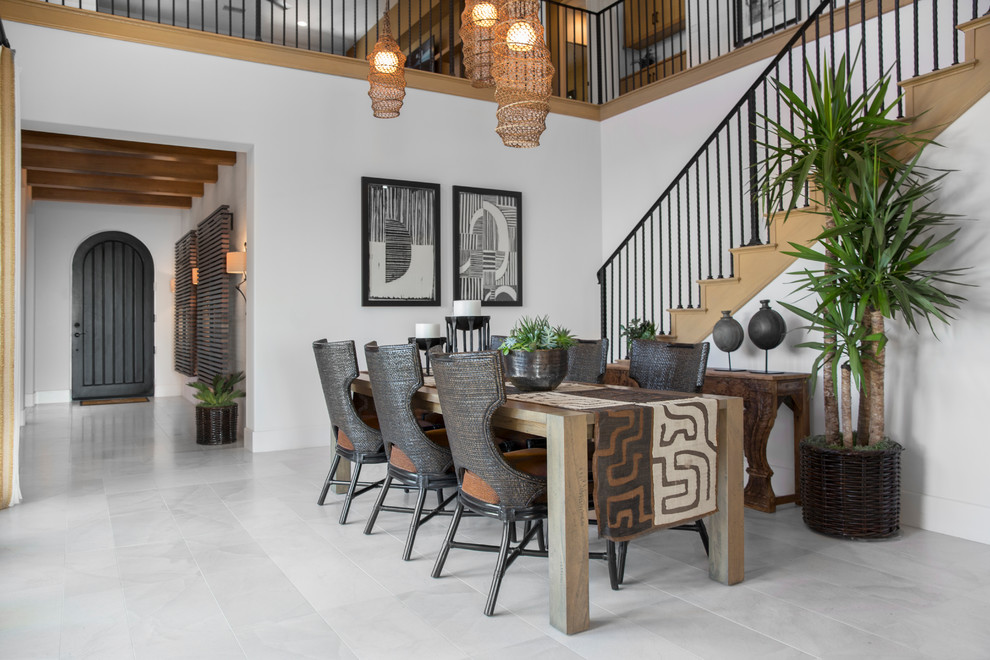 Inspiration for a tropical dining room remodel in San Diego
